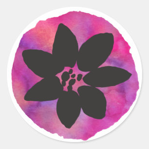 Purple Tropical Flower Classic Round Sticker