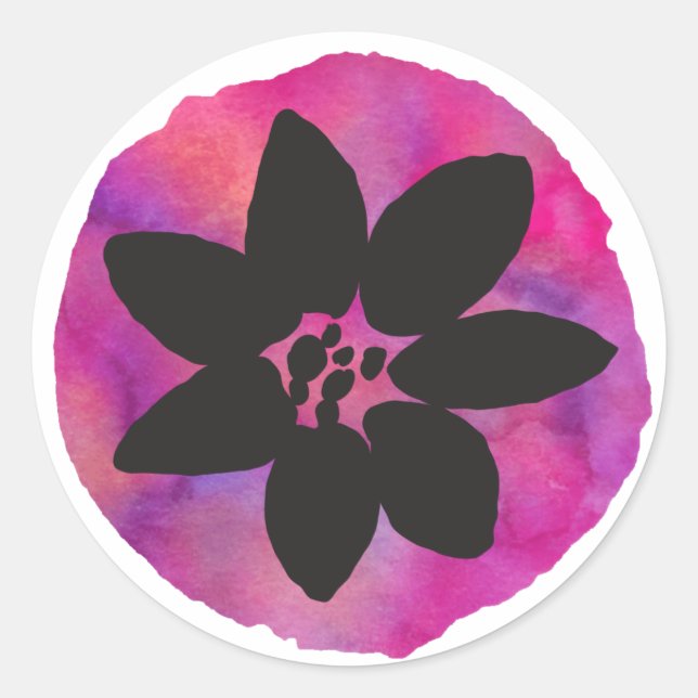 Purple Tropical Flower Classic Round Sticker (Front)