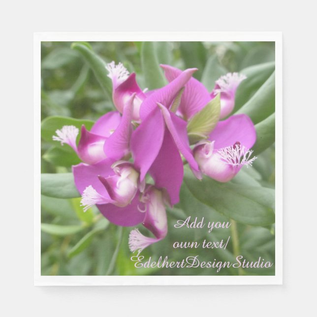 Purple Tropical Flowers Paper Napkins (Front)