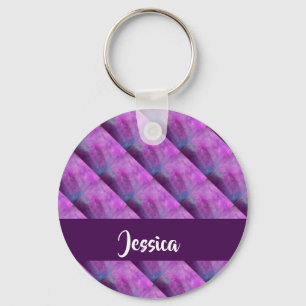 Purple tufted patterned keychain