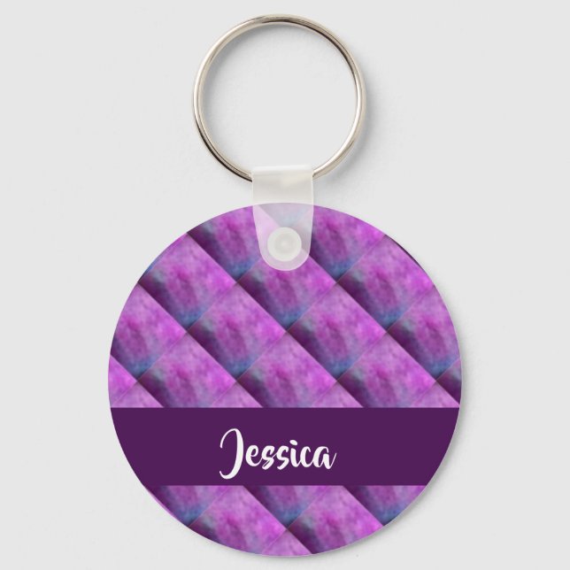 Purple tufted patterned keychain (Front)