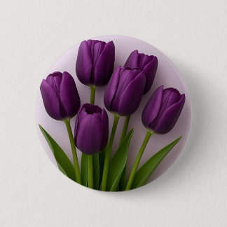 Purple tulip brooch 2 inch round button