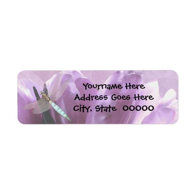 Purple Tulip Dragonfly Return Address Labels (Front)