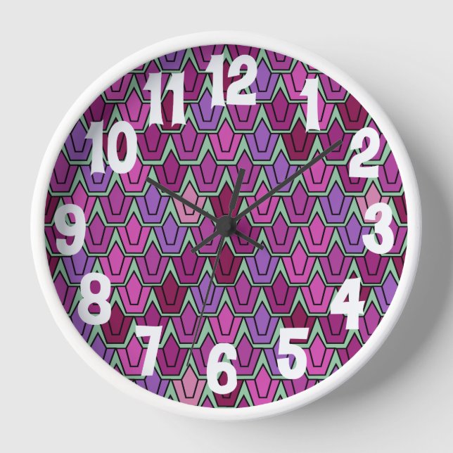 Purple Tulip Field  Clock (Front)