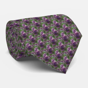 Purple Tulip Floral Nature Pattern Tie