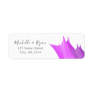 Purple Tulip Flower Address Wedding Label