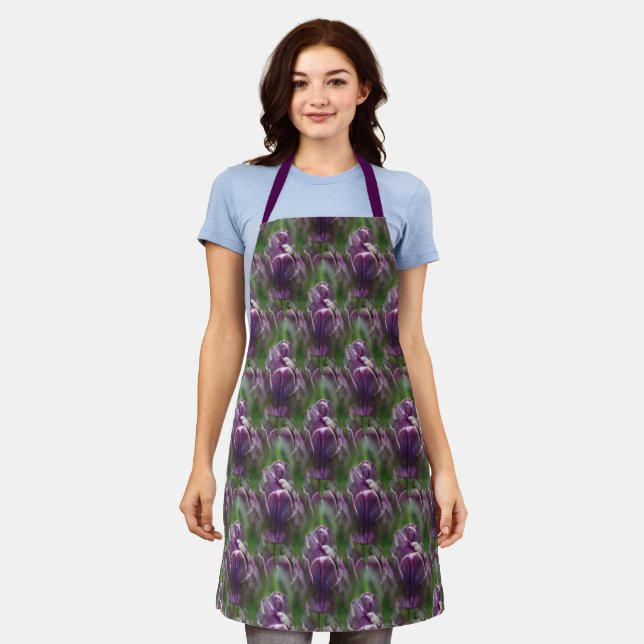 Purple Tulip Flower Nature Pattern  Apron (Worn)
