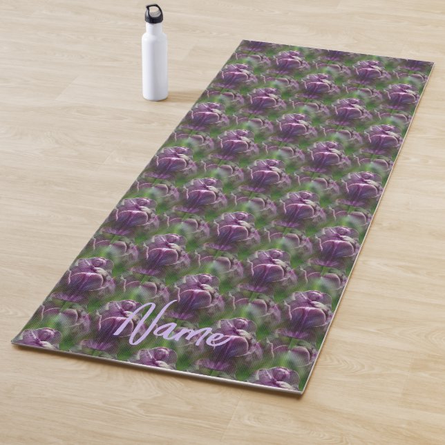 Purple Tulip Flower Nature Pattern Personalized Yoga Mat (In Situ)