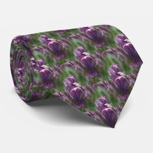 Purple Tulip Flower Nature Pattern  Tie