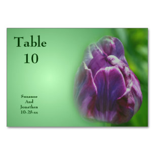 Purple Tulip Flower Personalized Wedding Table Number