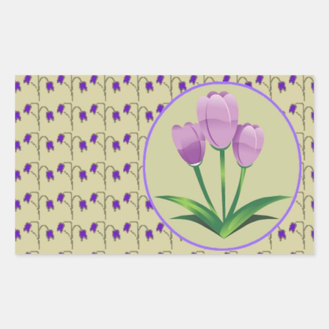 Purple tulip flower vintage pattern cute sticker (Front)