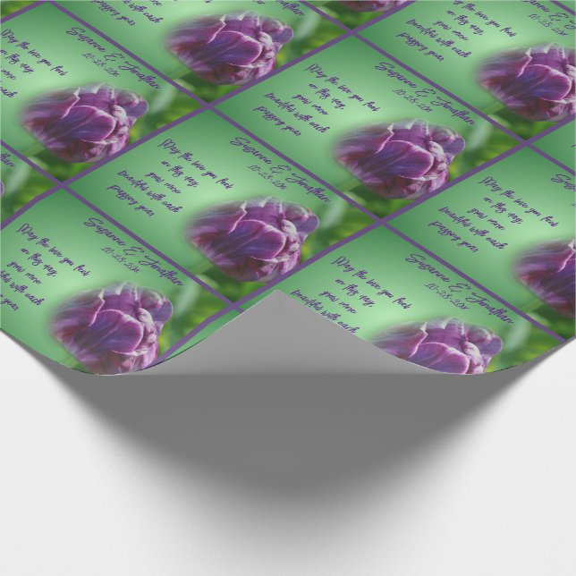 Purple Tulip Flower Wedding Personalized Wrapping Paper (Corner)