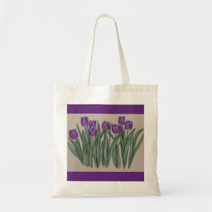 Purple Tulip Flowers Watercolor Tote Bag
