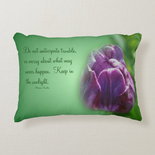 Purple Tulip Life Attitude Quote Inspirational  Accent Pillow (Front)