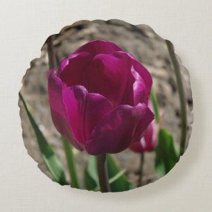 Purple Tulip round pillow