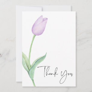 Purple Tulip Solo Bridal Shower Thank You Card