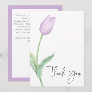 Purple Tulip Solo Bridal Shower Thank You Card