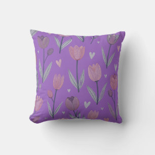 Purple Tulip Throw Pillow