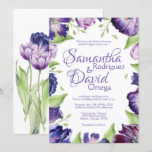 Purple Tulip Wedding Invitation Floral Wedding