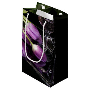 Purple tulips and wine small gift bag