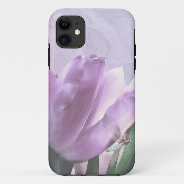 Purple Tulips Aqua Dragonfly 2 Case-Mate iPhone Case (Back)