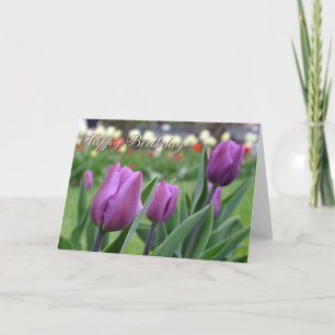 Purple Tulips - Birthday Card -Customize