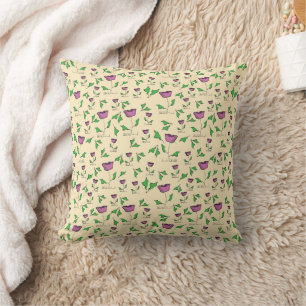 Purple tulips floral pattern throw pillow