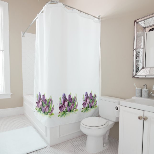 Purple Tulips Floral Watercolor Pattern (In Situ)