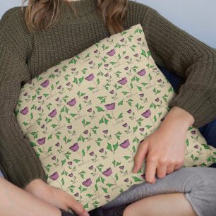 Purple tulips floral watercolor throw pillow