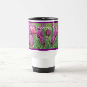 Purple Tulips Flower Art Mother's Day Travel Mug