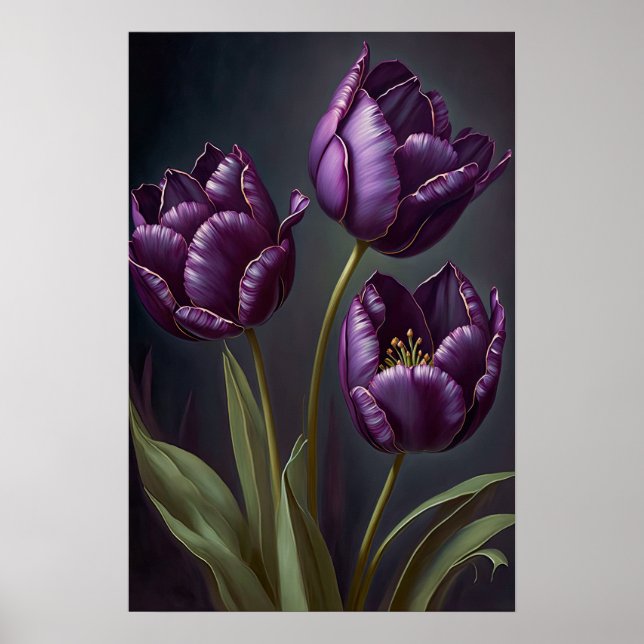 Purple Tulips Flower Art Print Poster (Front)