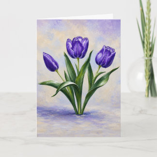 Purple Tulips Folded Greeting Card