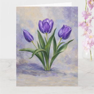 Purple Tulips Folded Greeting Card