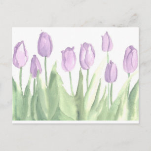 Purple Tulips Garden Watercolor Flowers Postcard