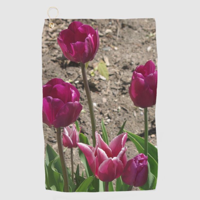 Purple Tulips golf towel (Front)