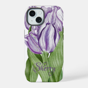Purple Tulips in Time for Spring iPhone 15 Case