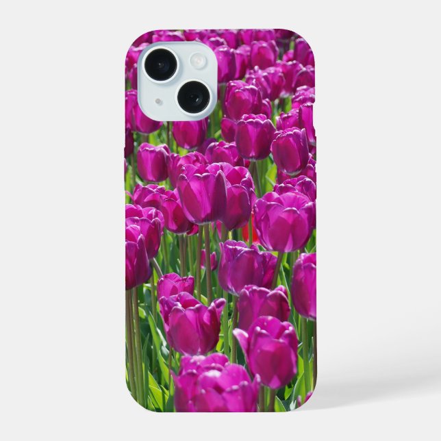 Purple Tulips iPhone 15 Case (Back)