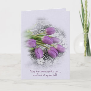 Purple Tulips on Lace Sympathy Card