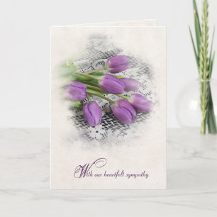 Purple Tulips on Lace Sympathy Card