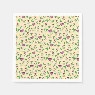 Purple tulips on yellow background napkin