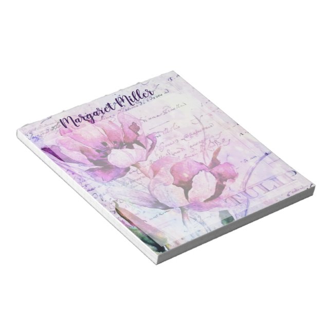 Purple tulips personalized notepad (Angled)