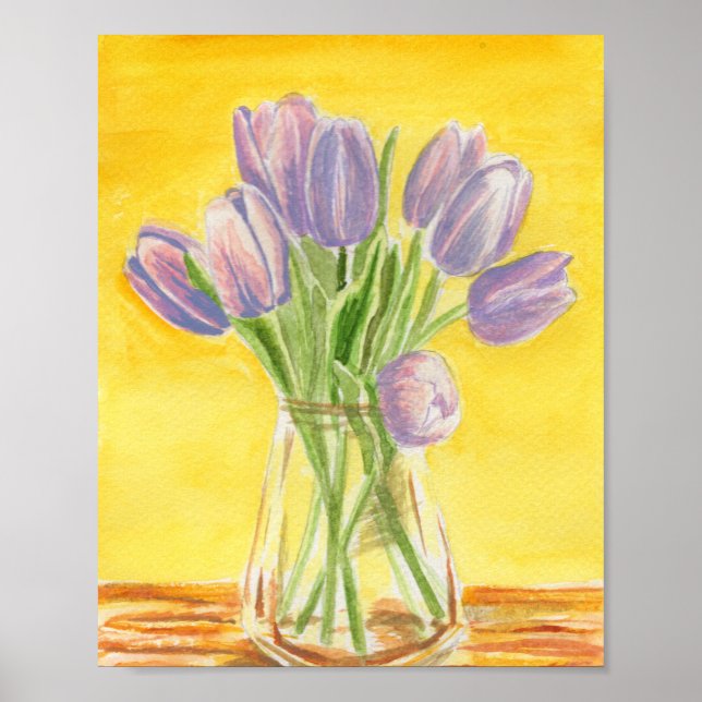 Purple Tulips Watercolor Poster (Front)