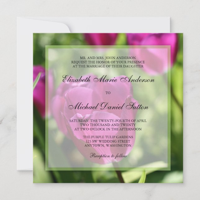 Purple Tulips Wedding Invitations (Front)