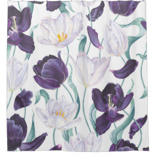 Purple Tulips: White Vintage Realism.
