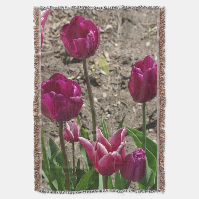 Purple Tulips woven blanket (Front Vertical)
