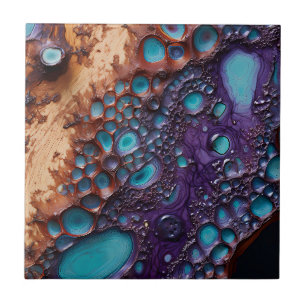 Purple Turquoise Art Ceramic Tile