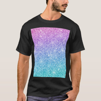 Purple Turquoise Blue Glitter Ombre T-Shirt