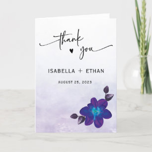 Purple Turquoise Blue Orchid Wedding Thank You