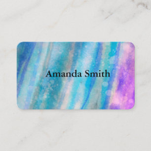 purple turquoise blue painted  watercolor aabstrac business card