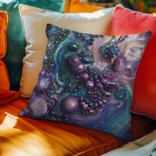 Purple Turquoise bubbles Organic Shapes Throw Pillow